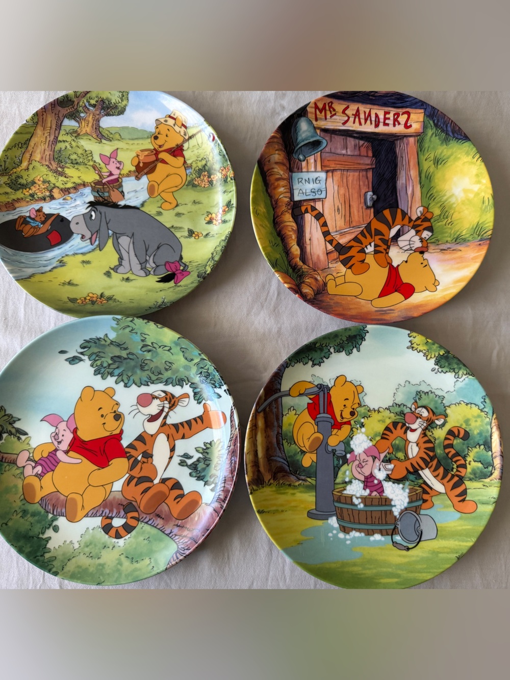Disney Bradford Exchange Winnie the Pooh Fun in 100 Acre Woods Plates #1-4 Set